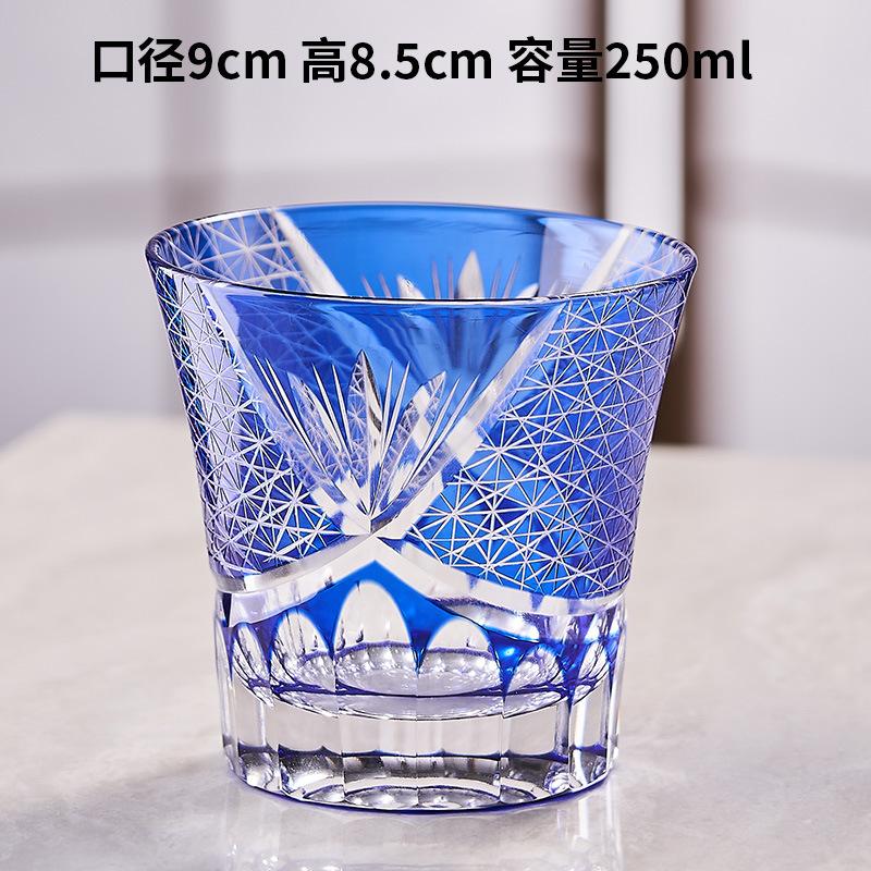 Japanisches Edo Kristallglas Whiskyglas handgeschnitztes Glas Geschenkbox