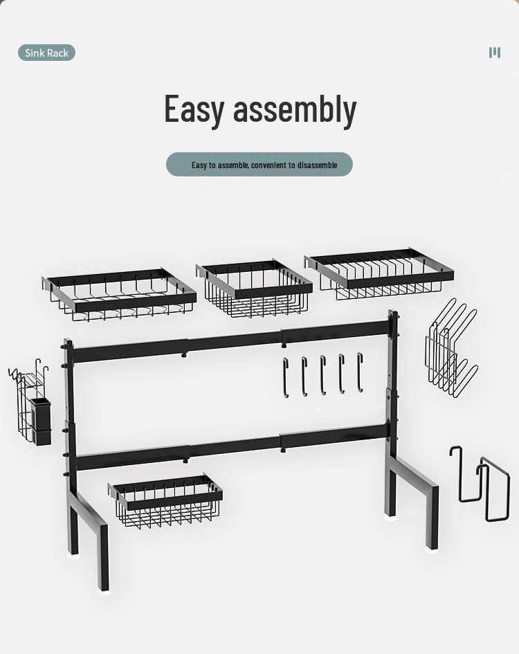 Retractable Kitchen Sink Storage Rack for Bowls and Plates