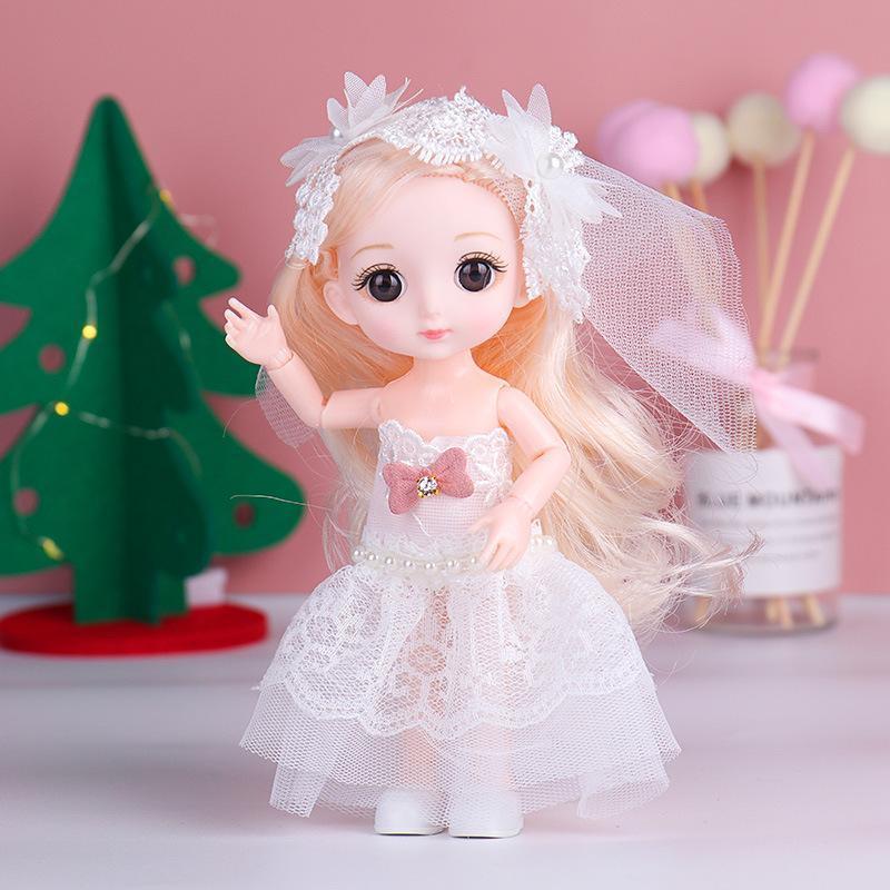 16 CM Mini Mobile 21 Bambole Snodate Giocattolo per Ragazze 3D Grandi Occhi BJD Principessa Abiti Completi Collezione di Abiti Regalo di Bambole per Bambini