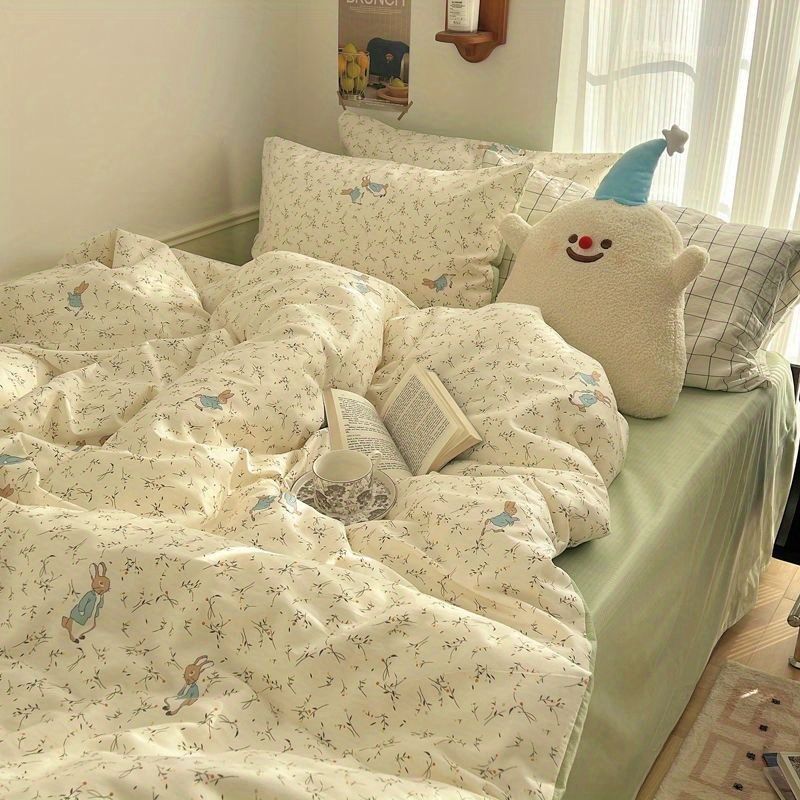 Vintage Floral Bedding Set Ins Single Double Size Duvet Cover No Filler Flat Sheet Pillowcase Soft Girls Home Bed Linens