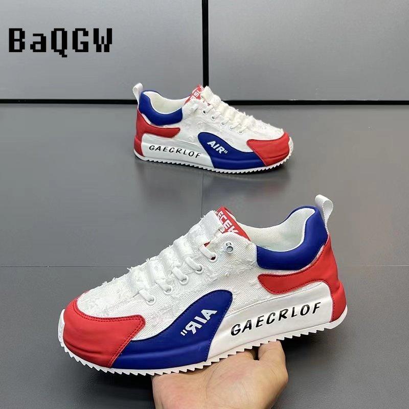 Fashion Chunky Sneaker Men Ripped Design Hollow Out Summer Breathable Board Shoes Fashion Casual Increased Internal Platform Shoes