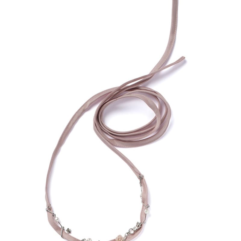 Ouel VINTAGE ROSE STRAP NECKLACE_2COLOR(BALCK/PINK)