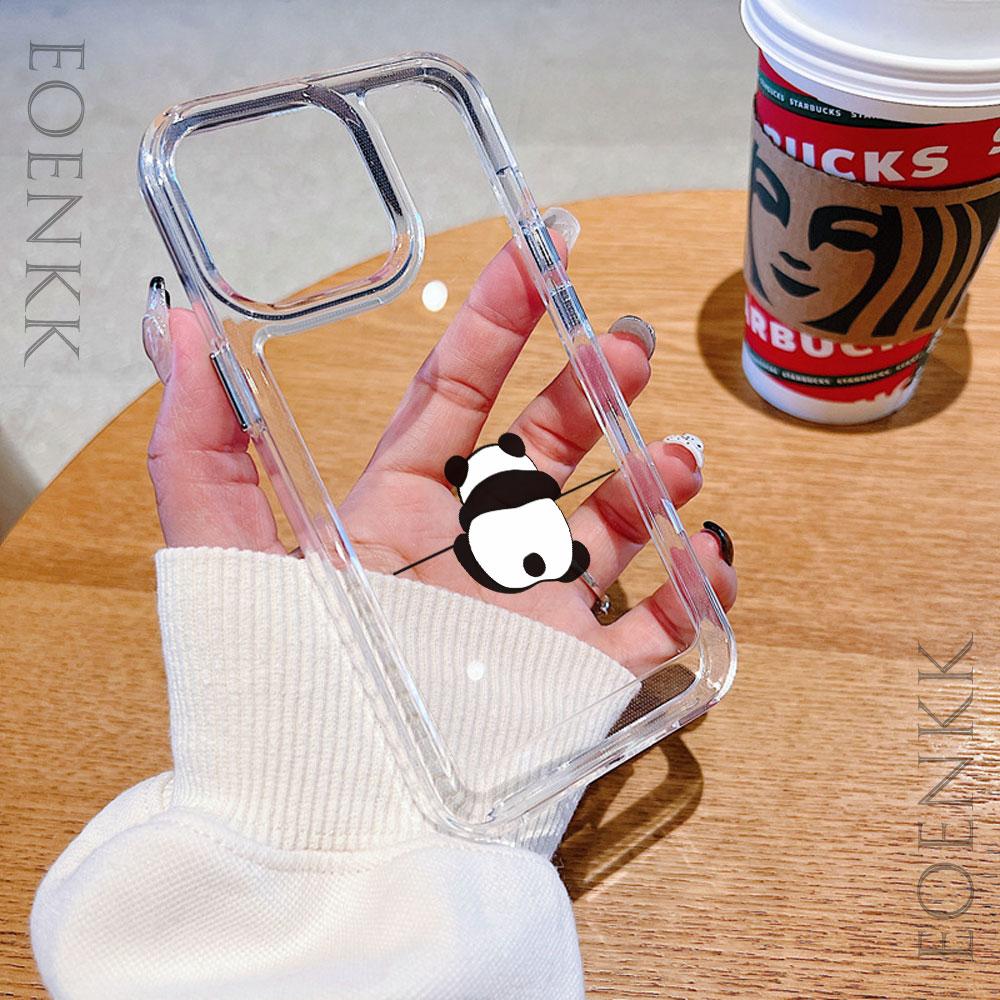 Cute Panda Silicone Phone Case For iPhone 14 13 15 16  12 11 Pro Max X XR XS 14 15 16 Plus 12 13 Mini Transparent Bumper Cover