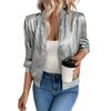 Women's Sequin Short Jackets Long Sleeve Shiny Cropped Coat Lightweight Zipper Metallic Jacket Glitter Party Disco Outfit