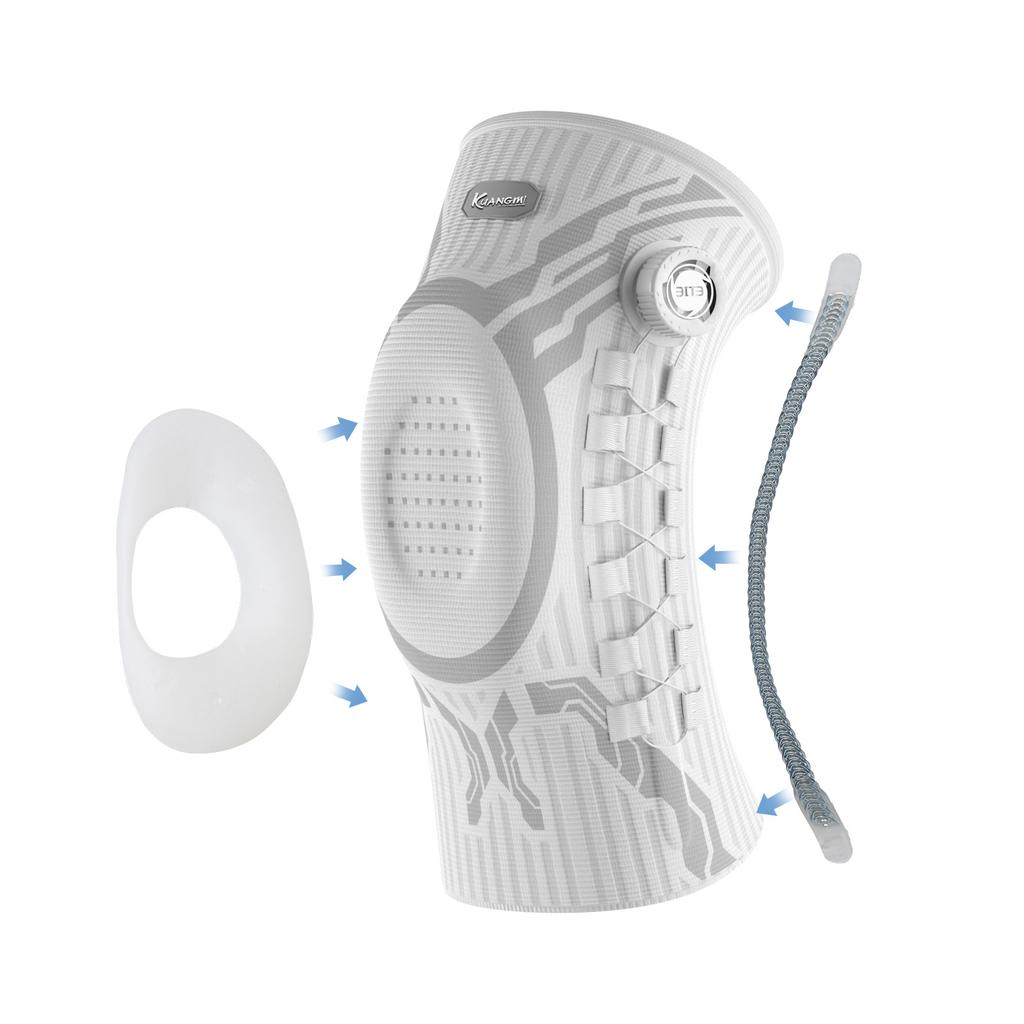 Kuangmi Smart Knob Knee Brace with Patella Gel Pad and Lateral Stabilizer, Compression Knee Brace for Exercise (Single), KMh752