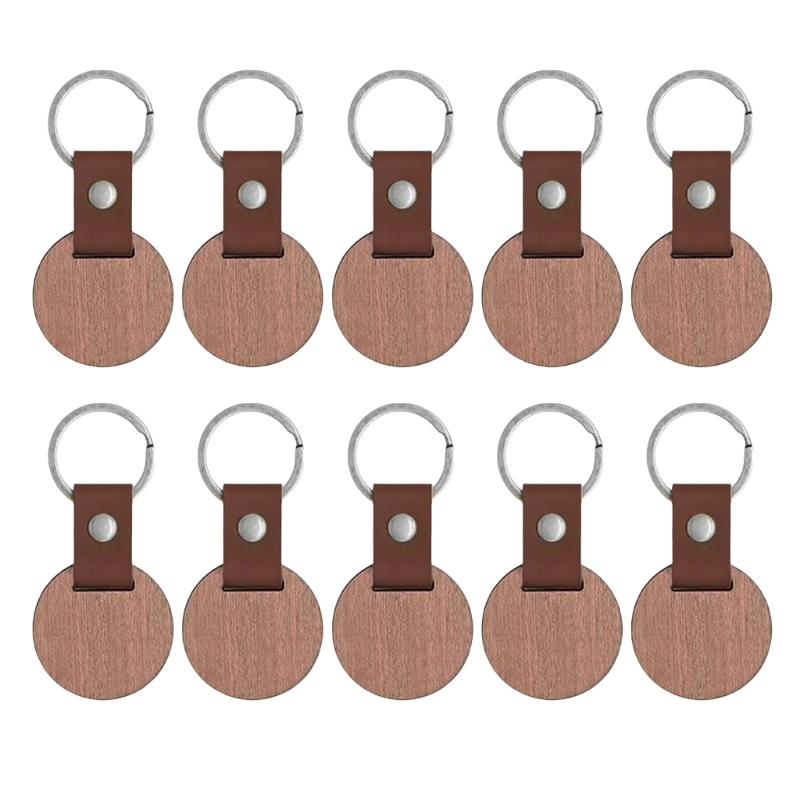 10Pcs Blank Wood Keychains Accessories Unfinished Rectangle Wood Plaque for DIY Crafts and Engraving
