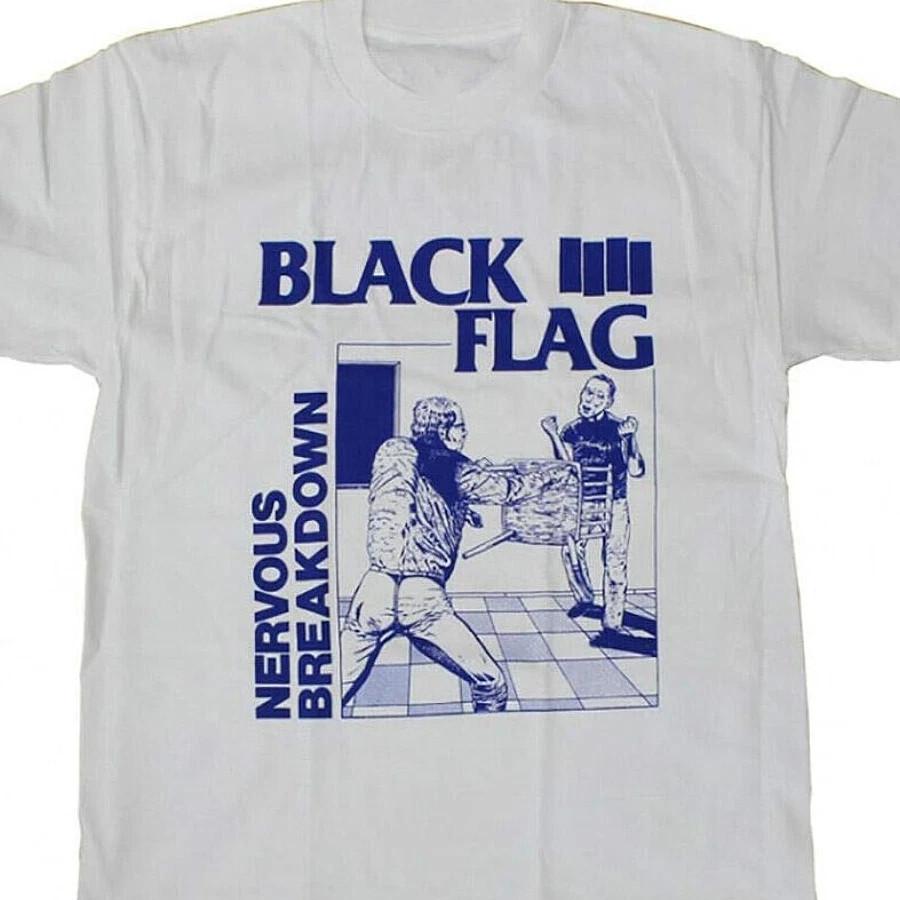 Черный Флаг Нервный Срыв Хлопок Отправка из США Футболка Полный Размер S-5XL Унисекс Футболка XXL