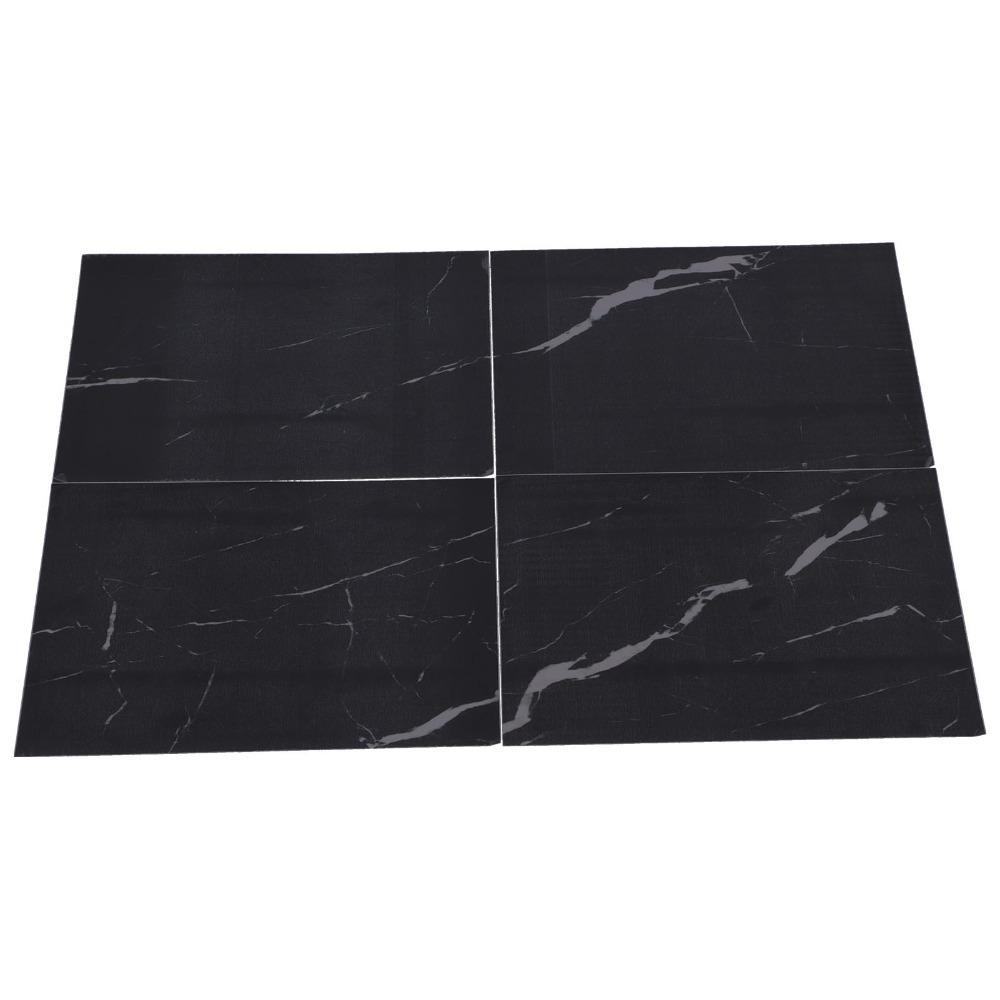 4Pcs Black (Dark Coffee) Self Adhesive Floor Decals Marble Tile Stickers for Stairs