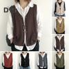 Women Knitting Vest V-Neck Sleeveless Single Breasted Warm Waistcoat Solid Color Loose Fit Knitted Tank Tops with Pockets