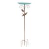Bird Bath Feeder with Stake Height Adjustable Vintage Metal Cold Proof Standing Birdbath Birdfeeder for Garden Terrace
