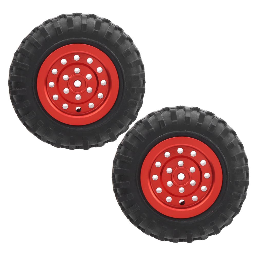 55mm2.2in RC Truck Tires with Screw Aluminium Alloy Rubber AntiSkid for WPL D12 110(Red R )