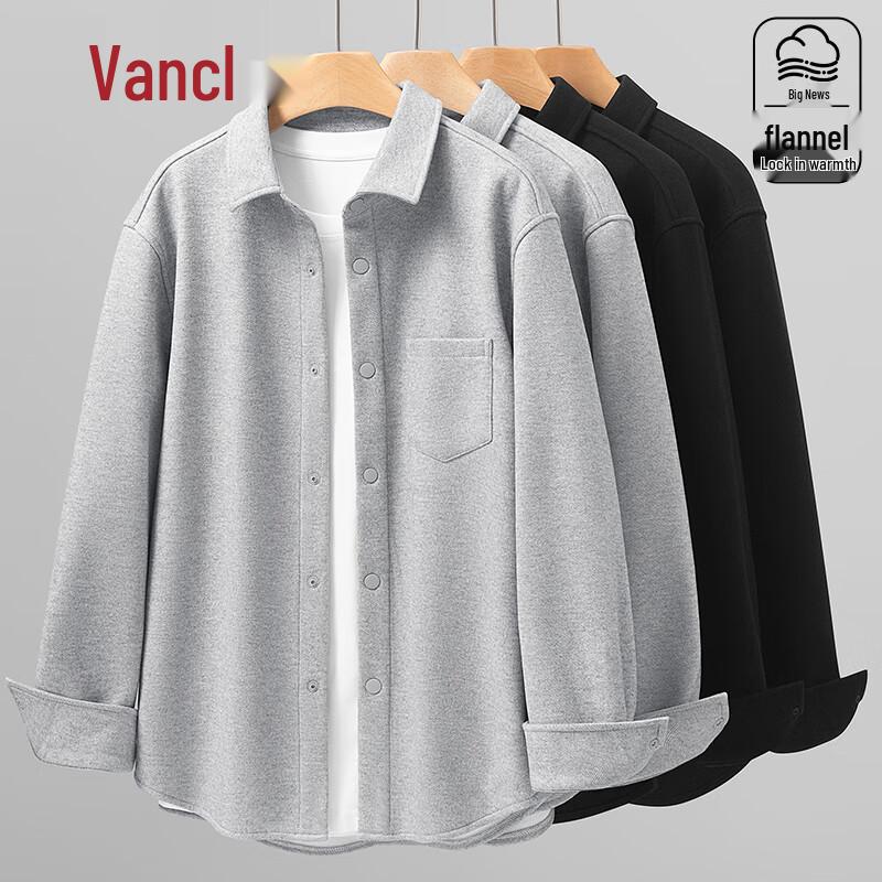 VANCL Men's Winter Fleece-Lined Flannel Shirt
