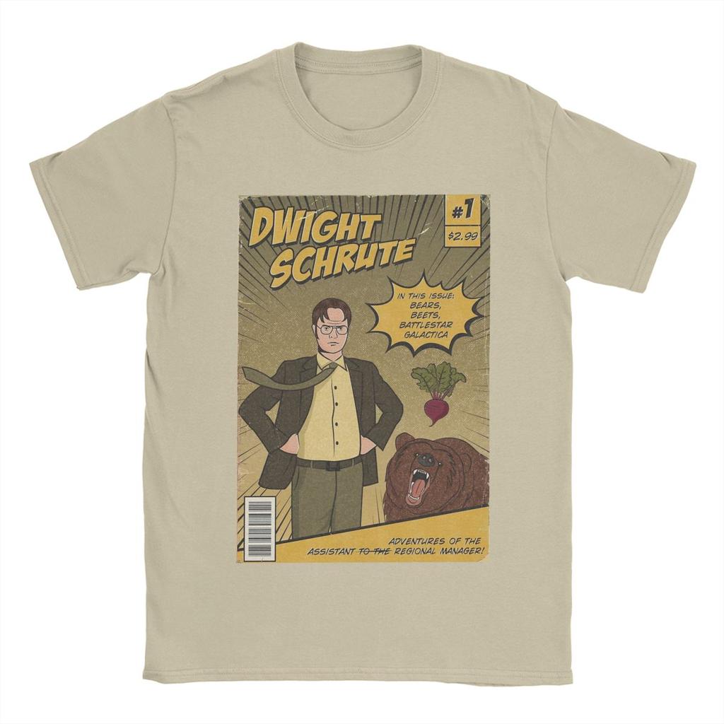 Erkek Tişört Dwight Schrute Çizgi Romanlar Vintage Pamuklu Tişört Kısa Kollu The Office TV Dizisi Tişörtleri O Yaka Giyim Grafik