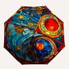 Stained Window Panel: Celestial DreamsUmbrella, Portable 3-Fold Compact Umbrella for Men & Women Gift