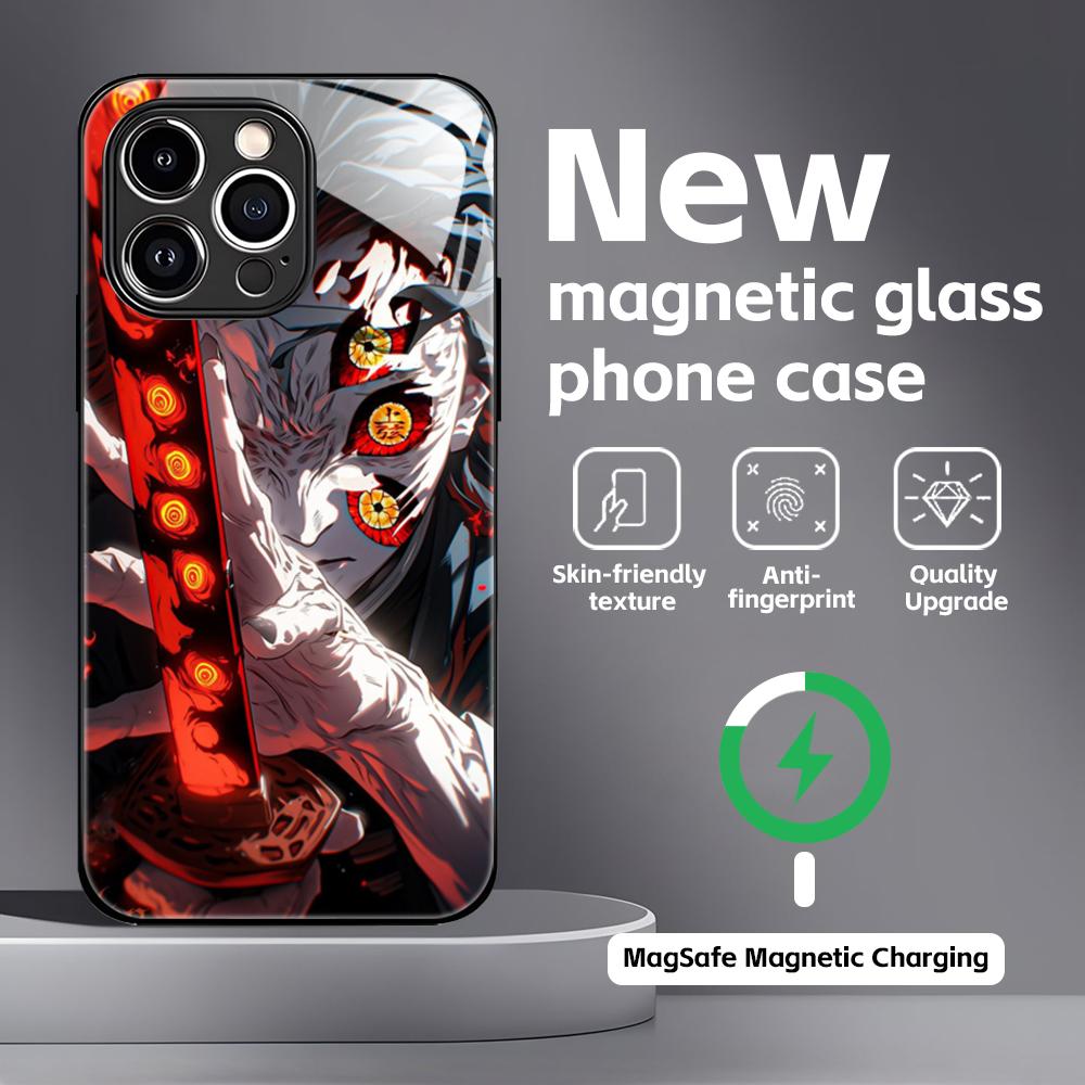 Anime Demon Slayer cool  Phone Case For iPhone 16 15 14 13 12 11 X XR XS 8 Plus Mini Pro Max Glass Magnetic Case