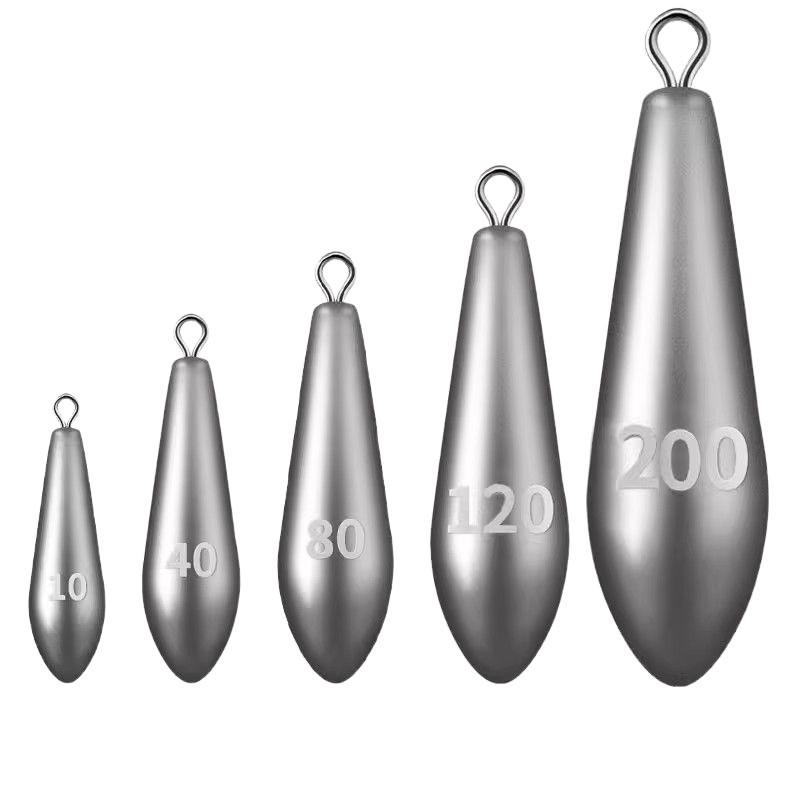 Willow Leaf Long-Distance Casting Sinker with Ring & Teardrop Hook for Sea Rod Fishing Gear