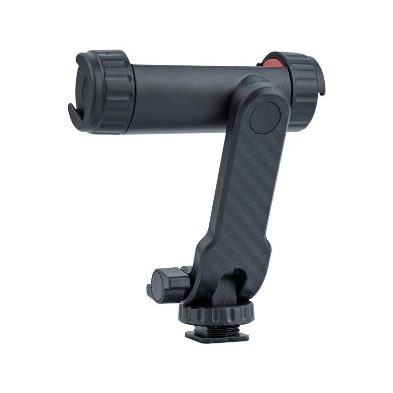 360° Rotatable Phone Holder with Dual Cold Shoe and Folding Clip for Desktop Live Streaming