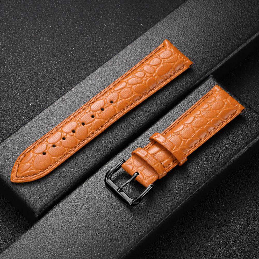 Crocodile Pattern Design Leather Watch Strap 16mm 18mm 19mm 20mm 21mm 22mm Universal Watchbands Casual Business Wristwatch Band