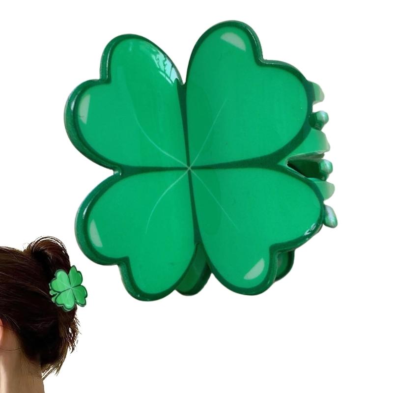 Shamrock Hair Clip For StPatricks Day Slip Resistant Acrylic Hair Claw Clip For Women Girl And Kids Festival Event