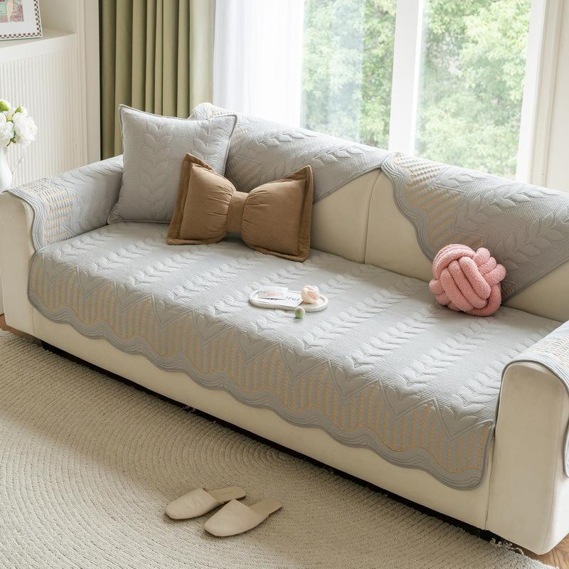 Cream Wind Four-Season Sofa Cushion Fabric Four-Season Universal  New Pure Cotton Seat Cushion Sub-Cover Cloth Towel Non-Slip Cover