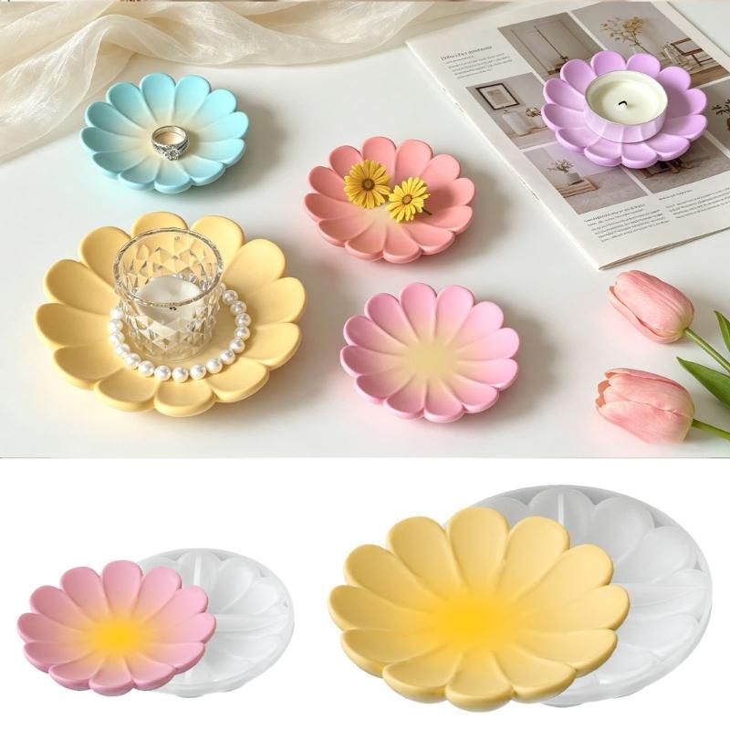 Flower Storage Tray Silicone Mold, Non-Stick Resin Gypsum Casting Mold To Make Jewelry Organizers, Plaster Desktop Decors Plate DIY Craft Mold