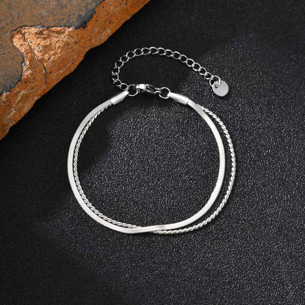 2pcs/set Blade Chain Bracelet for Men Boys,Minimalist Stainless Steel Adjustable Wristband Gift