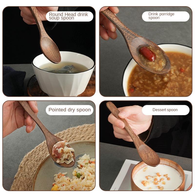 1-6 szt. Drewniana łyżka Drewno skrzydełek kurczaka Długi uchwyt Łyżka do zupy Łyżka do mieszania miodu Bez lakieru Bez wosku Gospodarstwo domowe Duża łyżka do ryżu