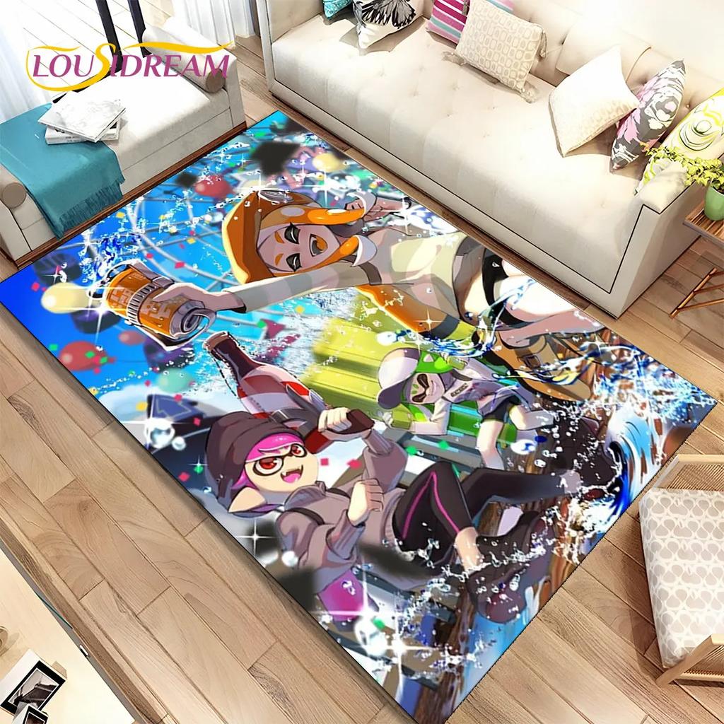 Games,Splatoon, Cartoon Gamers Area Rug,Carpet Rug for Living Room Bedroom Sofa Doormat Decoration, Kid Play Non-slip Floor Mat