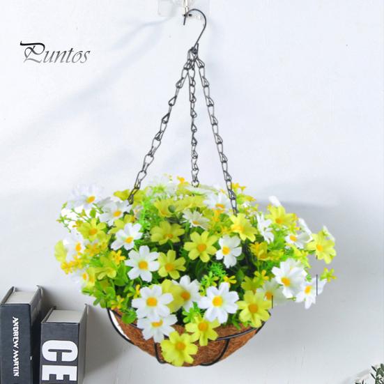 Coș suspendat cu flori de simulare de primăvară Nu este nevoie de apă Decorație frumoasă, realistă, pentru casă, flori artificiale, decorare pentru oală suspendată