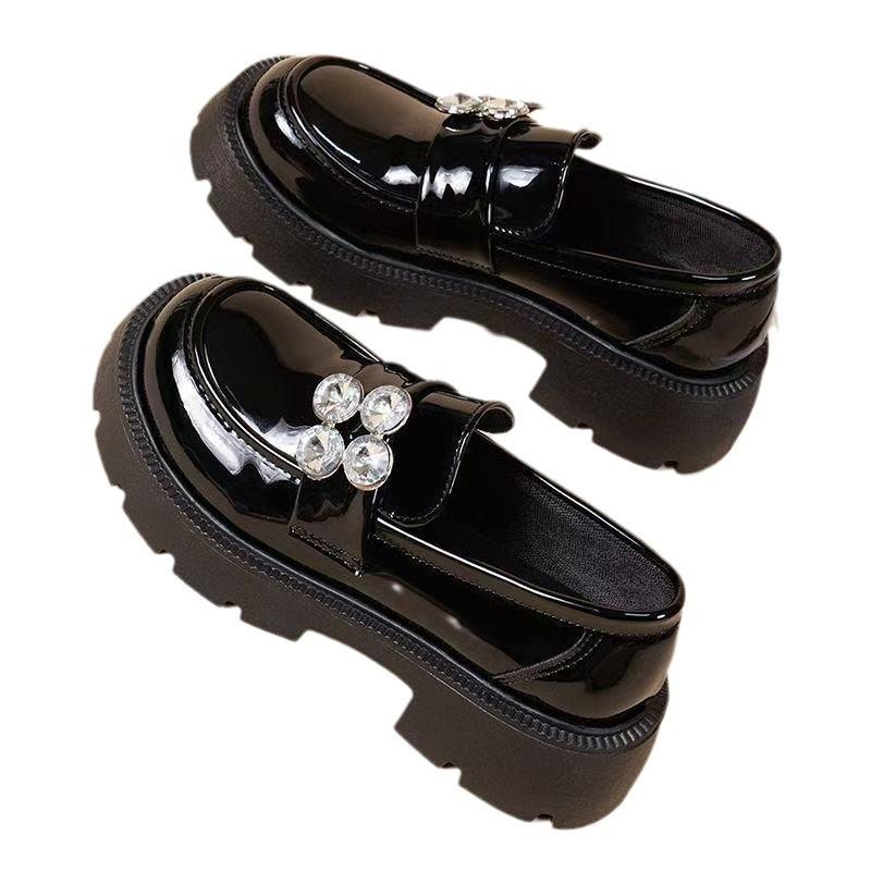 Thick-soled velvet loafers keep warm in winter, one-pedal small leather shoes, new soft-soled comfortable women's single shoes