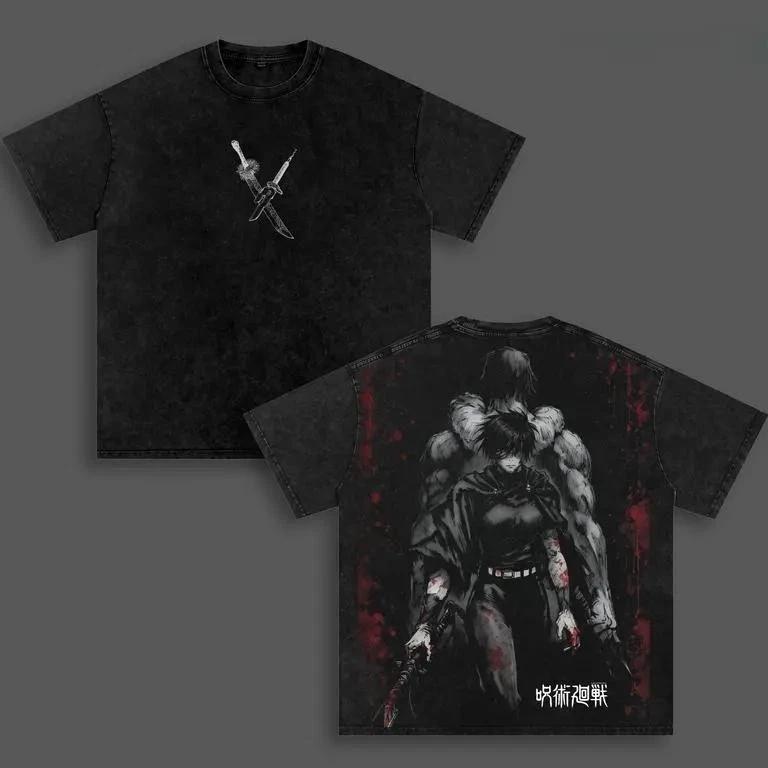 Vintage Jujutsu Kaisen Toji Fushiguro Washed T Shirt Anime Graphic Tee Unisex XL