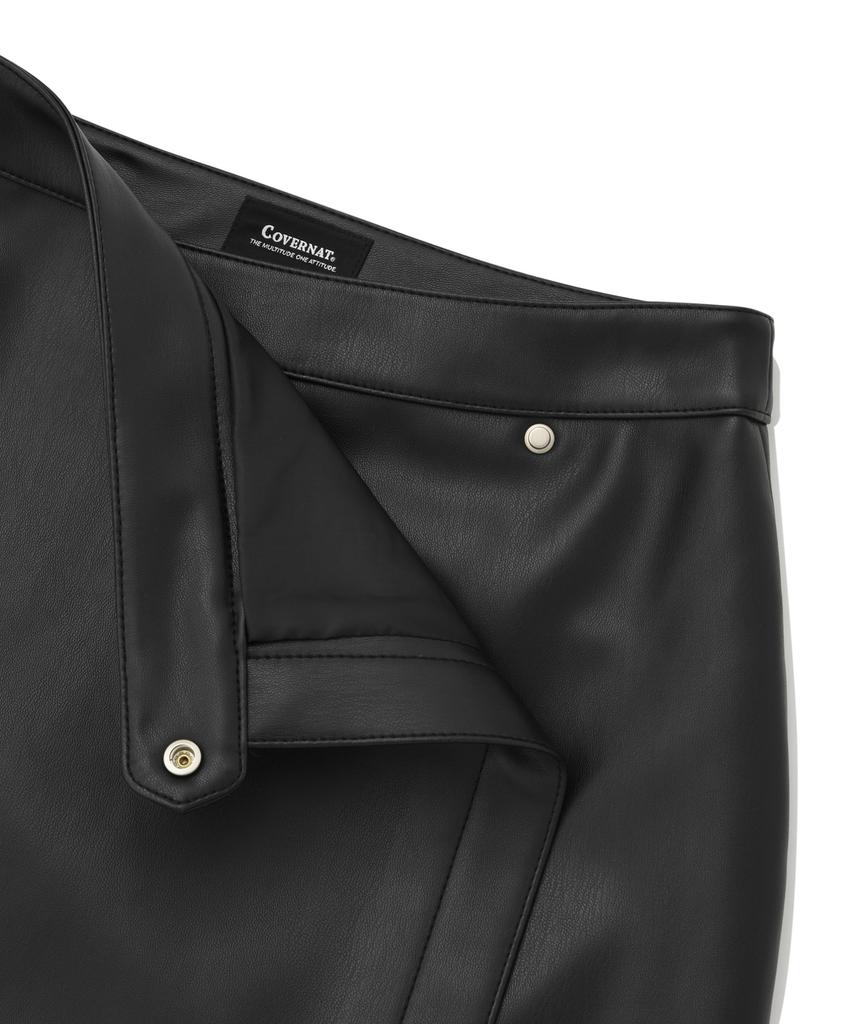 COVERNAT WOMAN Synthetic Leather Wrap Skirt Black