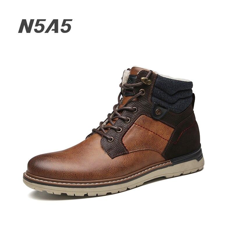 

N5a5 Fashion Casual Boots Men Autumn Winter Botss Leather Shoes Men Comfy Wear -Resistant Oxford Sole Man Boots B1008