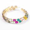 Fashion Simple Round Circle Hoop Earrings Color Diamond Earrings