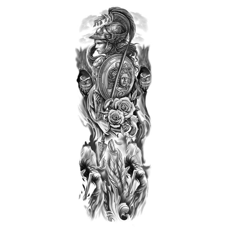 Full Arm Flower Arm Big Pattern Wind Lion Wolf Sexy Simulation Tattoo Water Transfer Tattoo Sticker