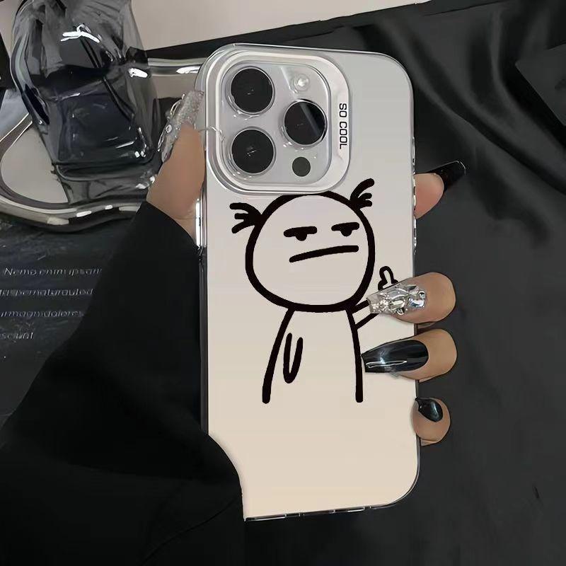 Silver Personalized Middle Finger for Apple 11-16e, Creative Case for 14/13/12, Fits XR Small.