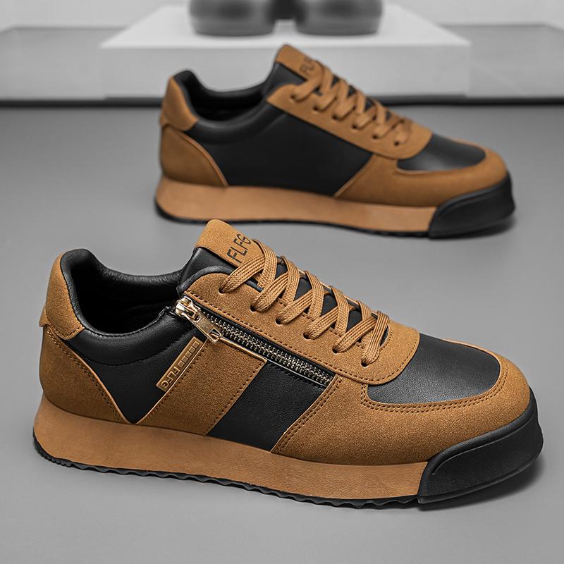 New Round Toe Men's Shoes Slip On Loafers Side Zipper Breathable Fashion Non Slip Outdoor Preppy Casual Festival Gifts Sneakers