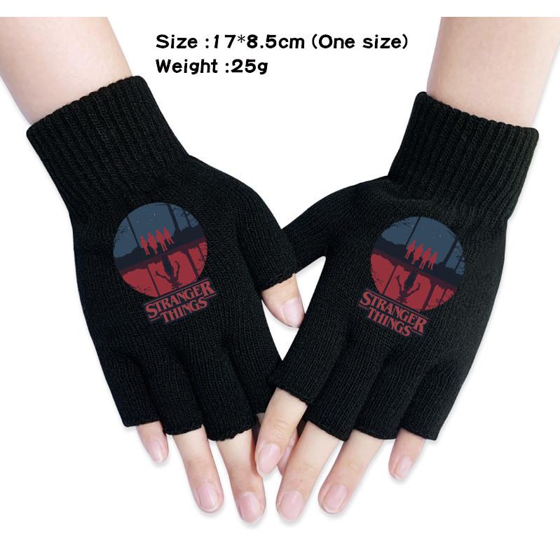 Stranger Printed Cotton Autumn Winter Warm Knitted Touch Gloves Fingerless Gloves