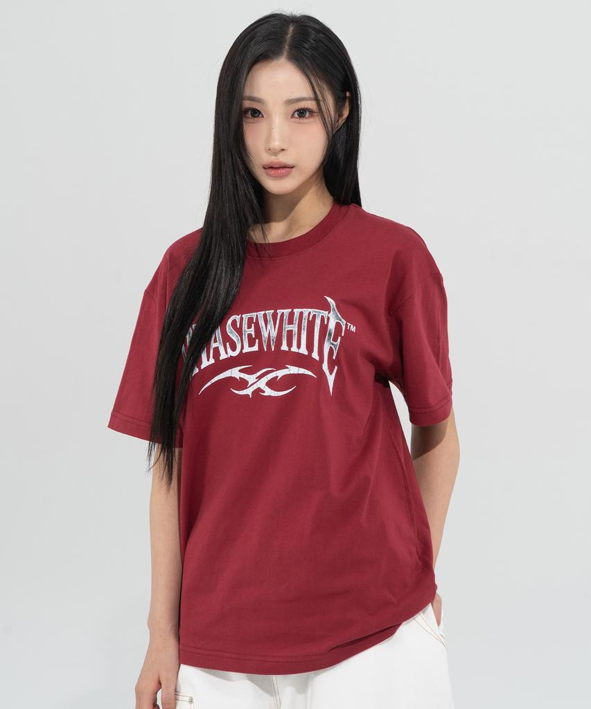 Peijeuhwaiteu [Phase_2] Vintage Chrome Logo Tee_Burgundy / 8802026-St02