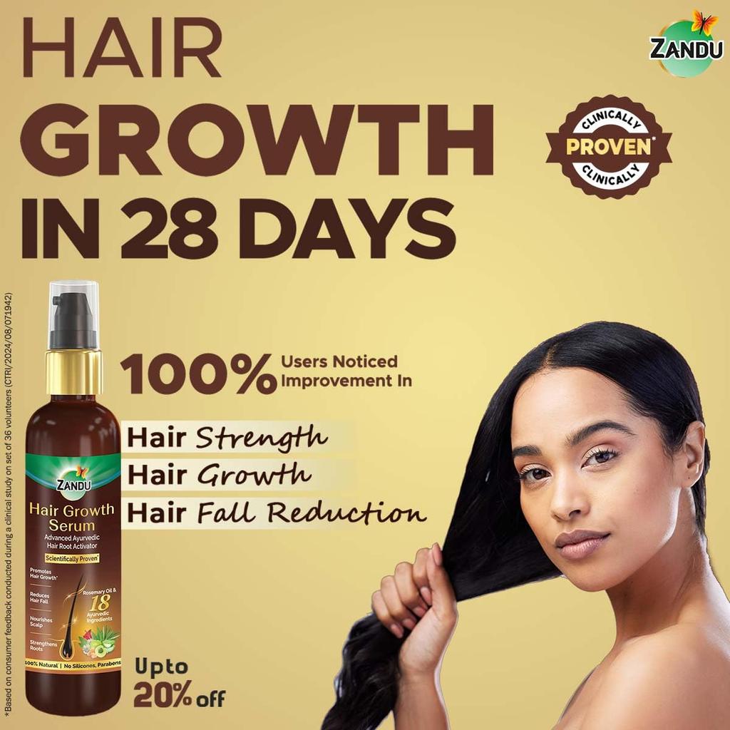 Zandu Hair Growth Serum 200 ml Ayurvedic Root Activator For Hair Strength Shine Frizz Control Scalp Nourishing Hair Care For Men Women