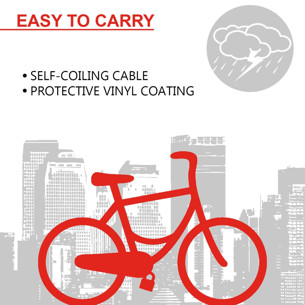 Master Lock Bike Lock Cable, 2 Keys, 180 cm x 8 mm