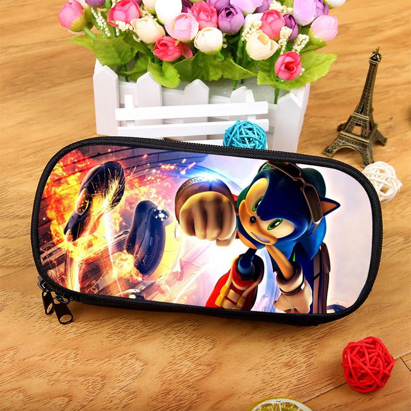 Sonic The Hedgehog Large Capacity Pencil Case With Nylon Material For School Supplies