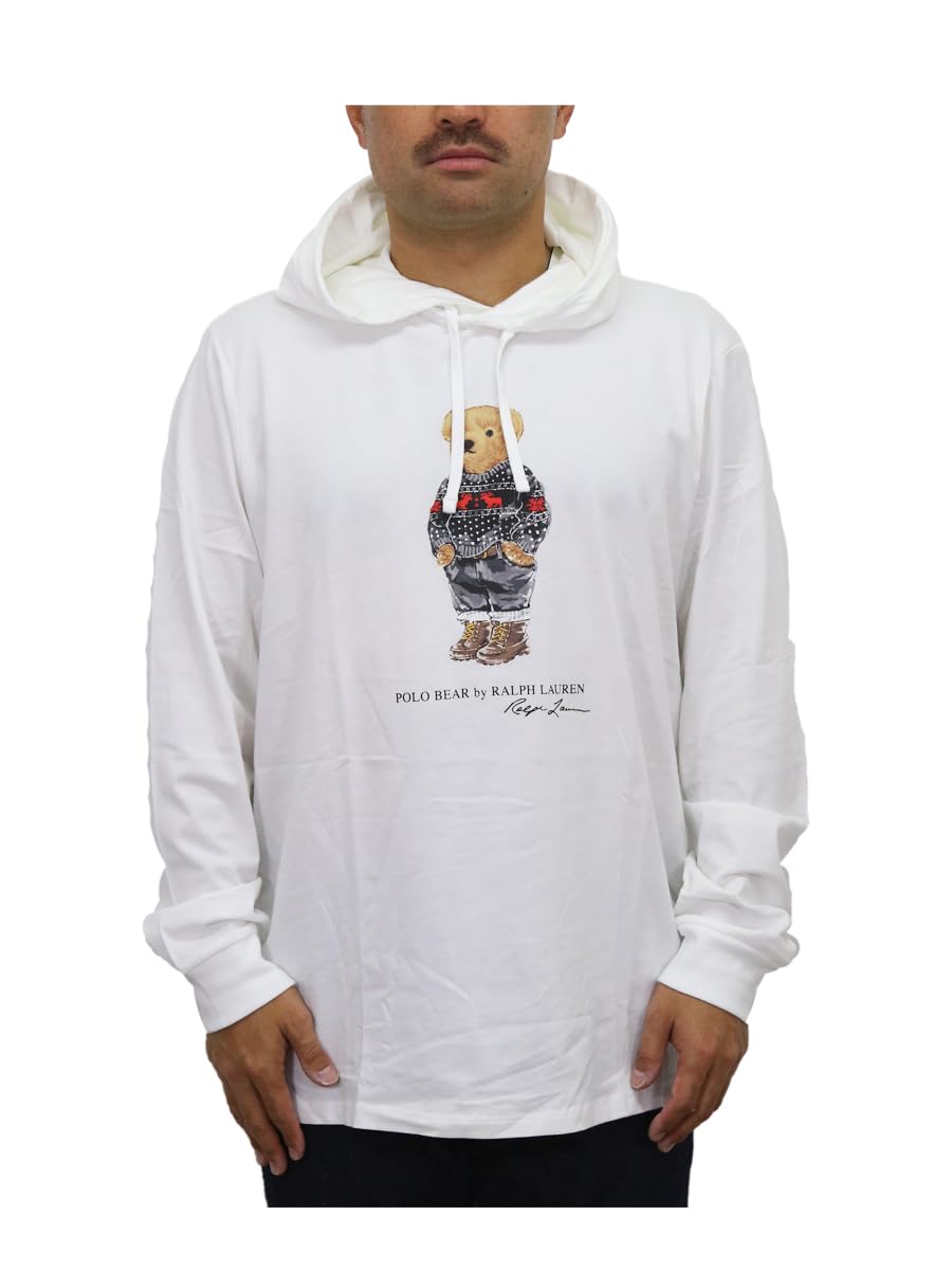 

Polo Ralph Lauren Long Sleeve Polo Bear Print Hooded Size White Men s T-Shirt, Small, (Product Code 0107485)