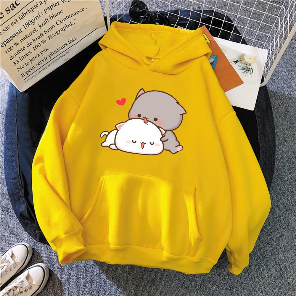 

Peach Cat Kawaii Cute Hoodies Warm Harajuku Oversized Sweatshirt Women Cartoon Winter Print Pullovers Loose Streetwear 3XL