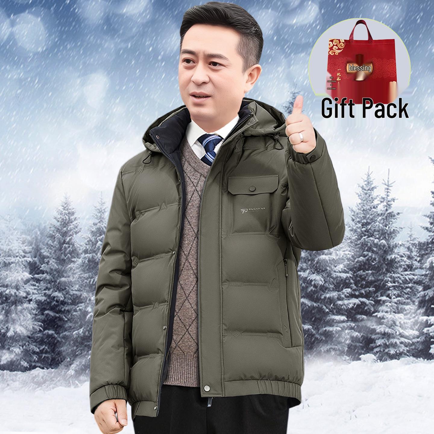 

Men s Winter Thickened Cotton-Padded Jacket for 40-50 Year Olds - Warm Outerwear for Middle-Aged Dads M хакі