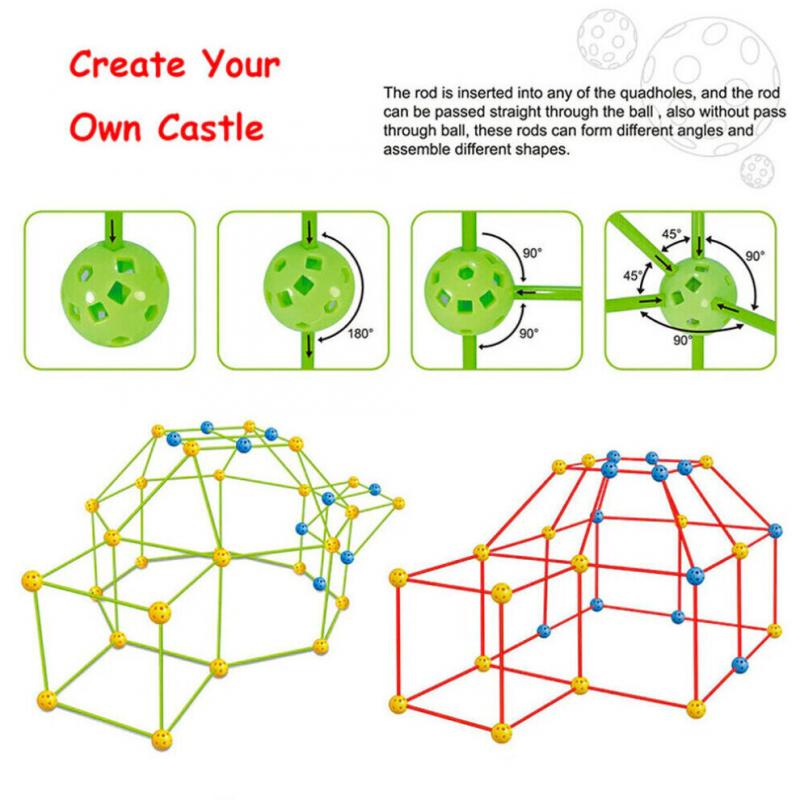 175Pcs Build Your Own Den Set DIY Kids Fort Construction Building Toy