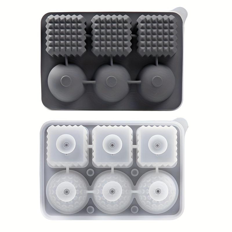 Large Silicone Ice Cube Tray, 3 Large Crystal Cubes and 3 Spherical Golf Ice Trays, with Fun Shaped Ice Maker Molds, 6 Hole Ice Mold with Funnel