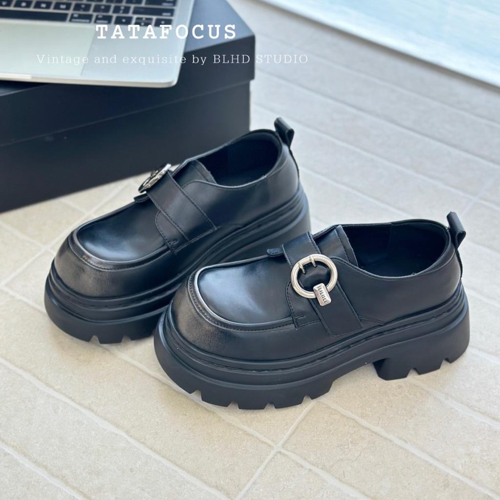 The thick-soled muffin increases the height of the small leather shoes, and the women's British style 2025 autumn new popular loafers are single shoe