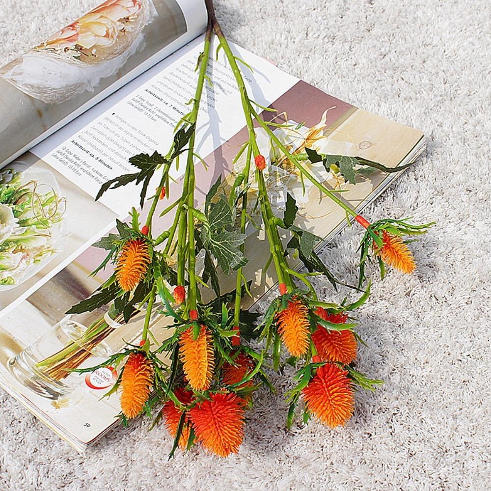 Real Touch Artificial Sea Holly Branch Handmade Fake Flowers  Wedding Party Decor