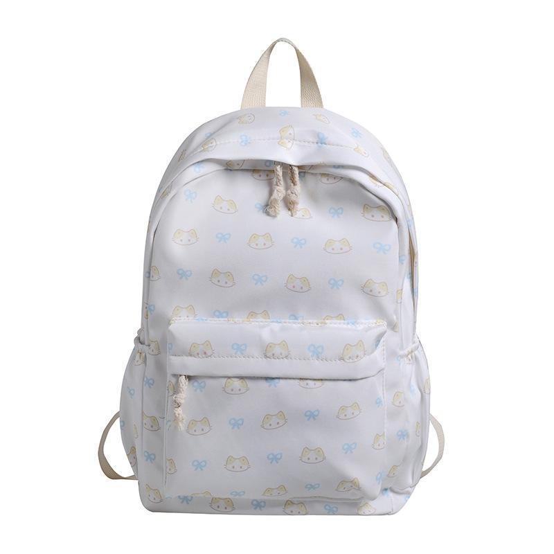 

Cartoon cute small fresh backpack simple printing casual student schoolbag large capacity travel tide backpack білий